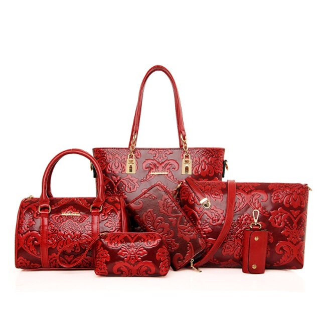  Women's PU(Polyurethane) Bag Set Bag Sets Artwork 6 Pieces Purse Set Red / Blue / Beige