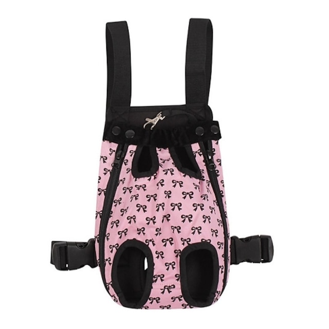  ネコ 犬 キャリーバッグ フロントバックパック 携帯用 リボン コットン
