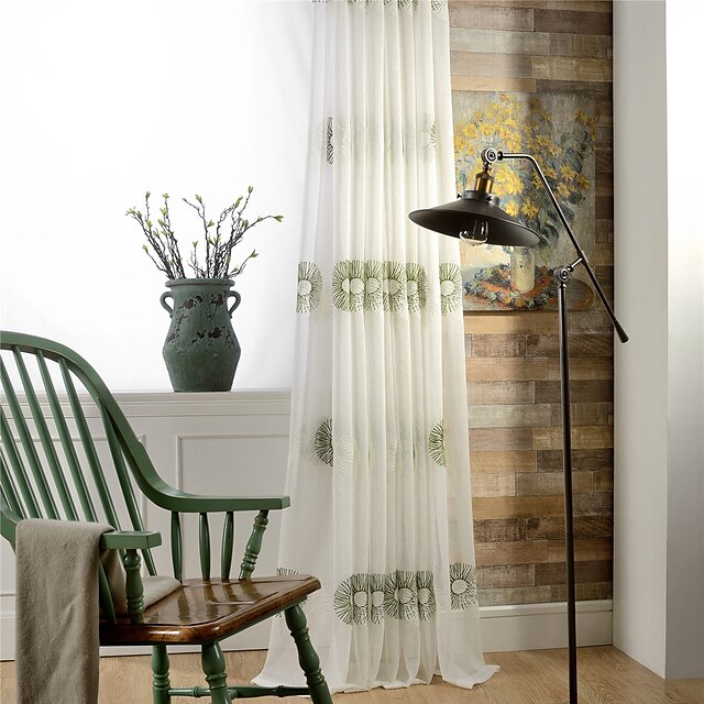  Custom Made Sheer Curtains Shades Two Panels / Embroidery / Living Room
