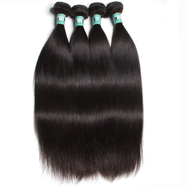  4 pakker Brasiliansk hår Lige Jomfruhår Menneskehår, Bølget 8-30 inch Menneskehår Vævninger Menneskehår Extensions / 10A / Ret