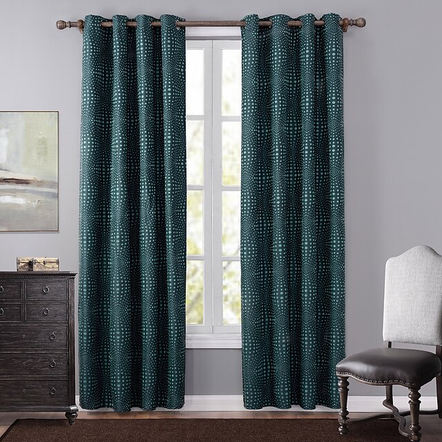  Blackout Curtains Drapes Bedroom Polka Dot Polyester Jacquard