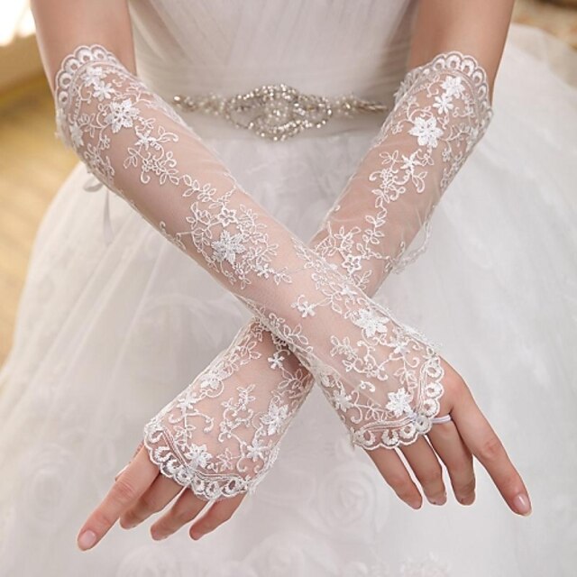  Elbow Length Fingerless Glove Elastic Satin Bridal Gloves Party/ Evening Gloves Spring Summer Fall Winter lace