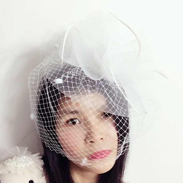  Women's Feather Tulle Net Headpiece-Wedding Special Occasion Birdcage Veils 1 Piece