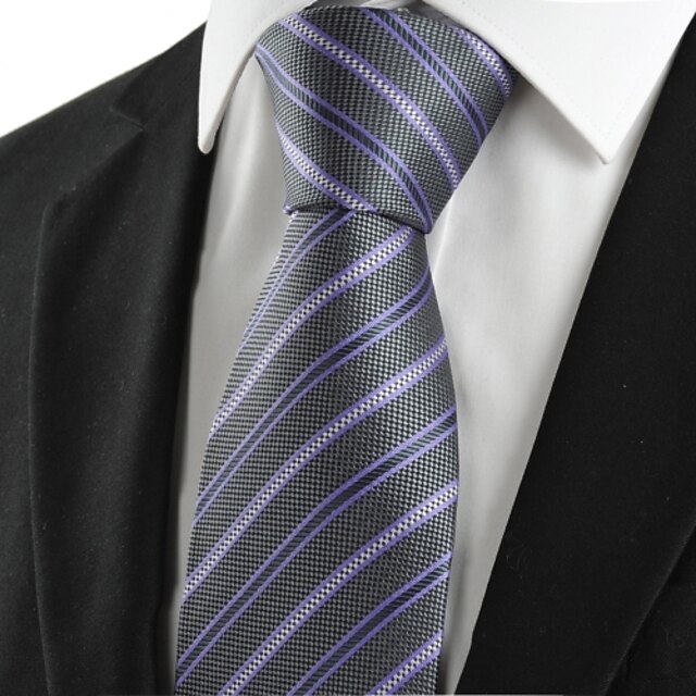  Cravată(Gri / Violet,Poliester)Dungi