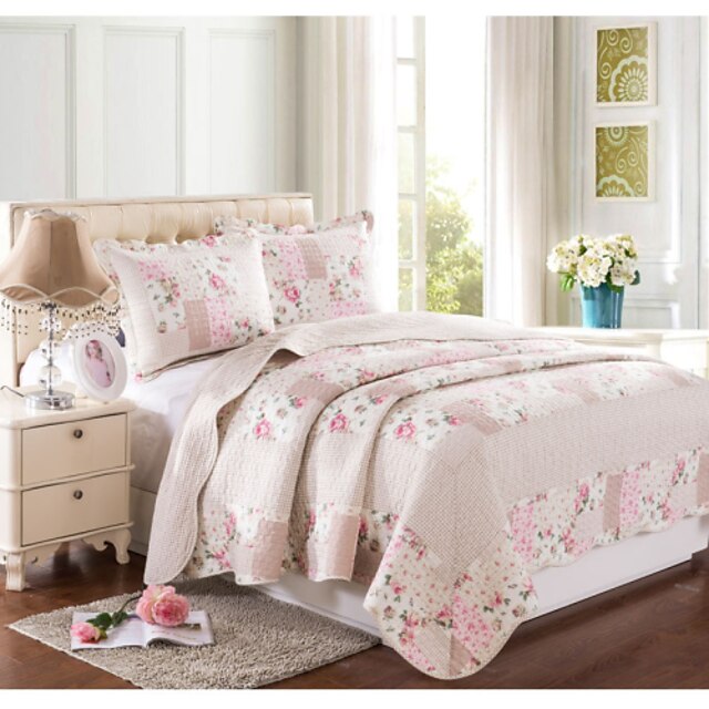  100% Cotton Fashion 3 Pieces Quilted Bedspread Set, Queen Size