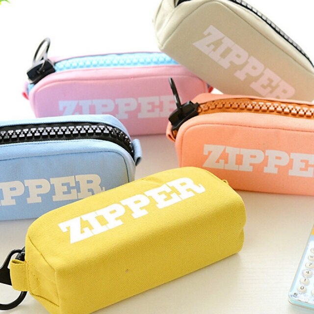  The Large Capacity Big Zipper Canvas Bag Student Pencil-Box Pencil Bags