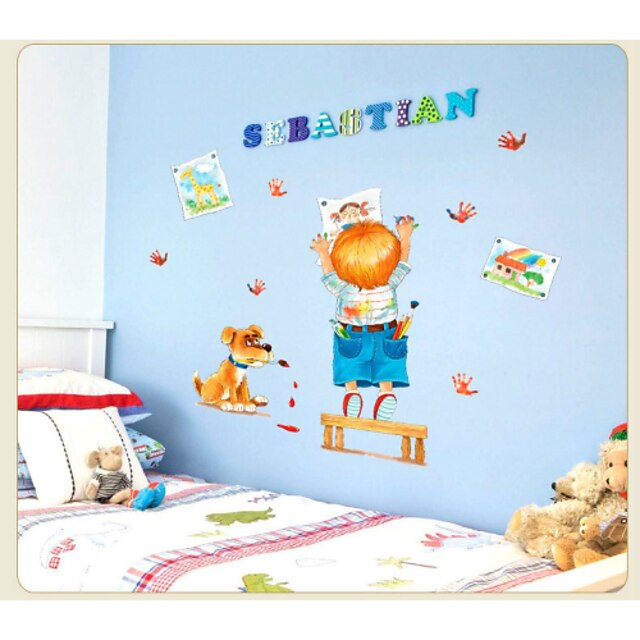  SK7007 Cartoon Boy Cartoon Wall Stickers For Kids Rooms Home Decor Removable Wall Decals Room Creative Wall Decor