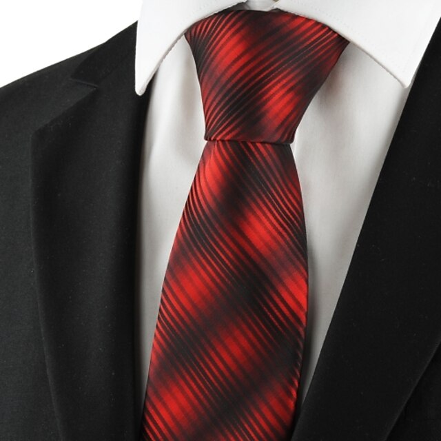  ربطة العنق-مسطر(أسود / أحمر,بوليستر)
