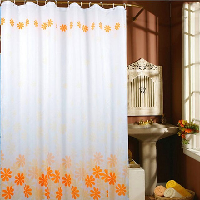  Four-color Printing Peach Thick Waterproof Mildew Shower Curtain