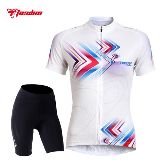  TASDAN Women's Short Sleeve Cycling Jersey with Shorts Summer Nylon Polyester Black Black / White Plus Size Bike Shorts Jersey Padded Shorts / Chamois Breathable 3D Pad Quick Dry Reflective Strips