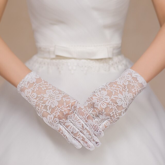  Lace / Cotton Wrist Length Glove Charm / Stylish / Bridal Gloves With Embroidery / Solid
