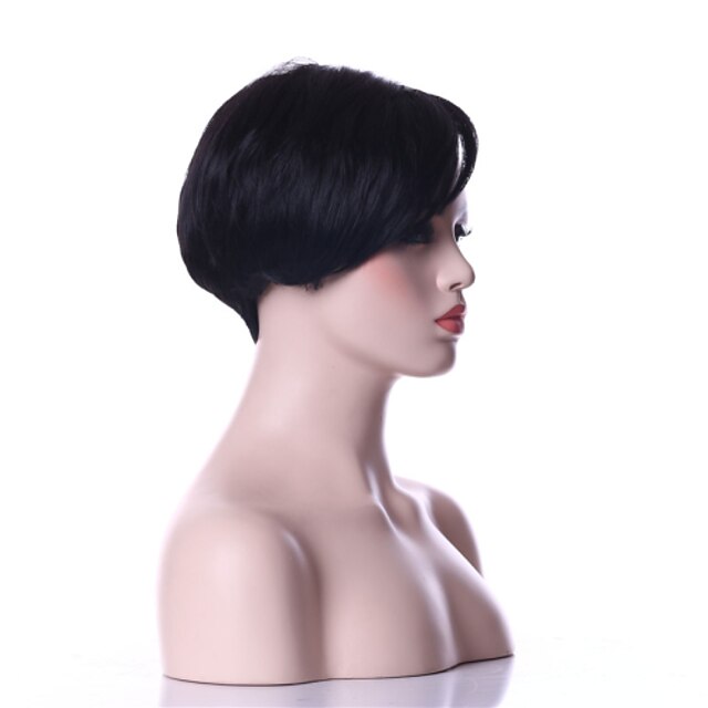  Perruque Synthétique Droit Droite Perruque Court Noir Noir Noir Cheveux Synthétiques Femme Noir hairjoy