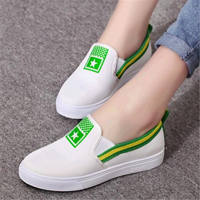  Women's Spring / Fall Flat Heel Comfort Athletic Casual Outdoor Canvas Black / Green / Blue