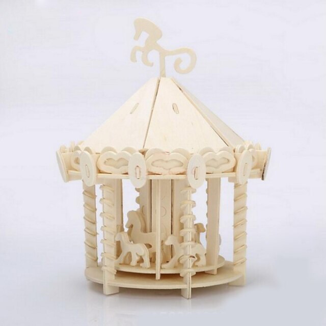  Jigsaw Puzzles 3D Puzzles / Wooden Puzzles Building Blocks DIY Toys Merry-go-round Wood Beige Model & Building Toy