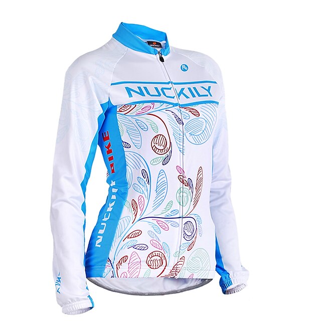  Nuckily Mulheres Manga Longa Camisa para Ciclismo - Azul Floral / Botânico Moto Camisa / Roupas Para Esporte Blusas A Prova de Vento Respirável Design Anatômico Esportes Poliéster Ciclismo de