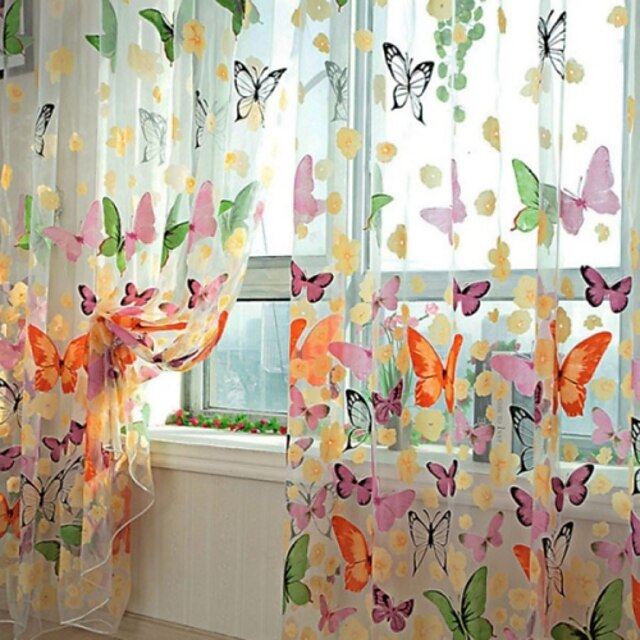  Sheer Curtains Shades One Panels Living Room Polyester Print