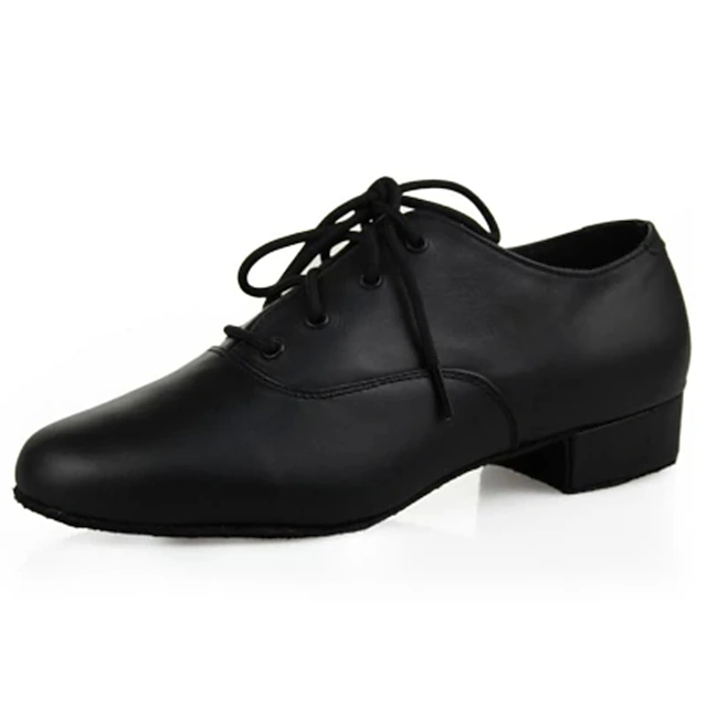 Men's Black Leather Oxford Latin Dance Shoes with Lace-Up Design, Comfortable Ballroom and Jazz Shoes for Performances 5