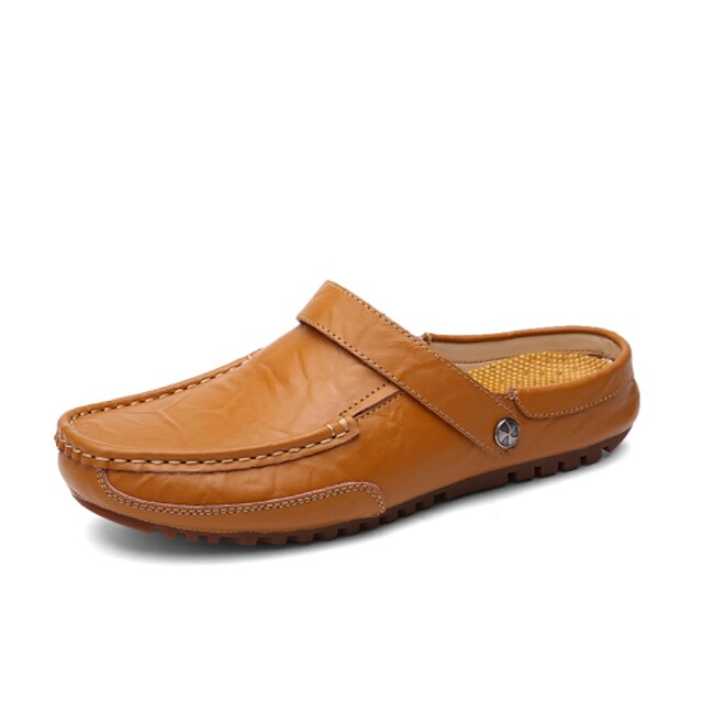  Men's Shoes Leather Spring / Summer / Fall Comfort Flat Heel Dark Blue / Yellow