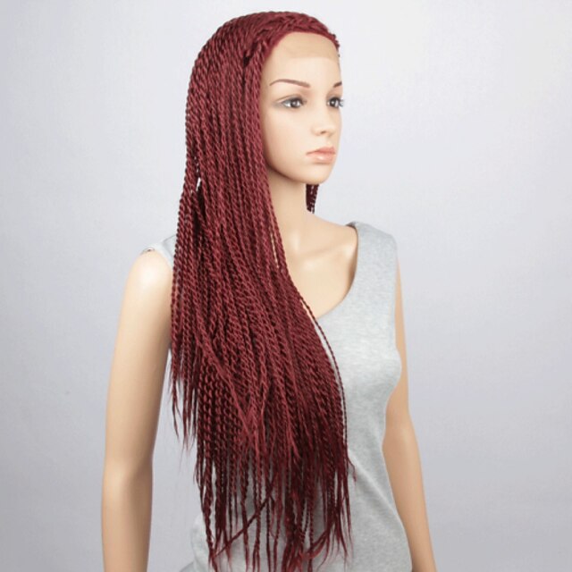  Synthetic Lace Front Wig Kinky Curly Lace Front Wig Synthetic Hair Women's Braided Wig African Braids Red