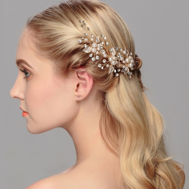  Pearl Headwear / Hair Pin with Floral 1pc Wedding / Special Occasion / Casual Headpiece