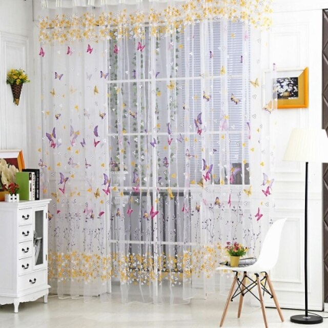  Sheer Curtains Shades One Panel  Yellow / Living Room