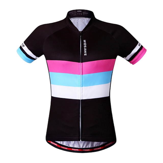  WOSAWE Cycling Jersey Women's Short Sleeves Bike Sweatshirt Jersey Top Quick Dry Windproof Anatomic Design Breathable Reflective Strips