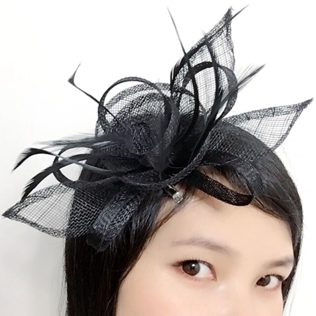  Feather Flax Net Headpiece-Wedding Special Occasion Fascinators 1 Piece