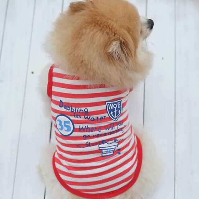  Hund T-shirt Weste Hundekleidung Streifen Buchstabe & Nummer Rot Blau Terylen Kostüm Für Frühling & Herbst Sommer Herrn Damen Modisch
