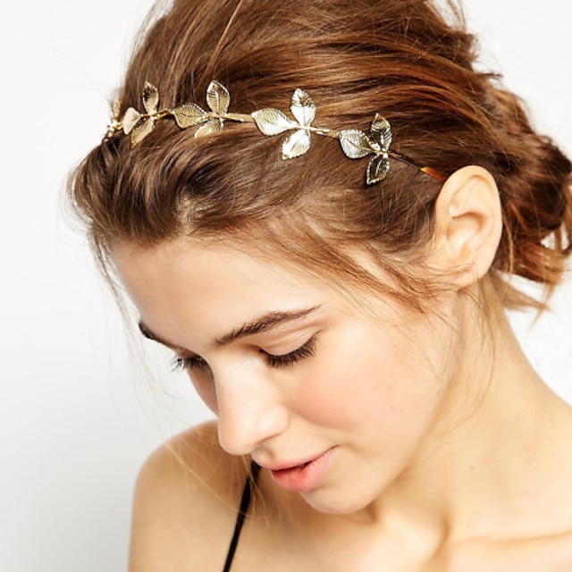  Women's Girls' Headbands For Wedding Party Daily Casual Leaf Flower Gold Plated Alloy 1 2 1pc