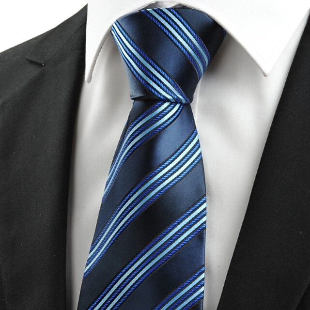  New Classic Striped Dard Light Blue Men' Tie Necktie Business Holiday Gift #0002