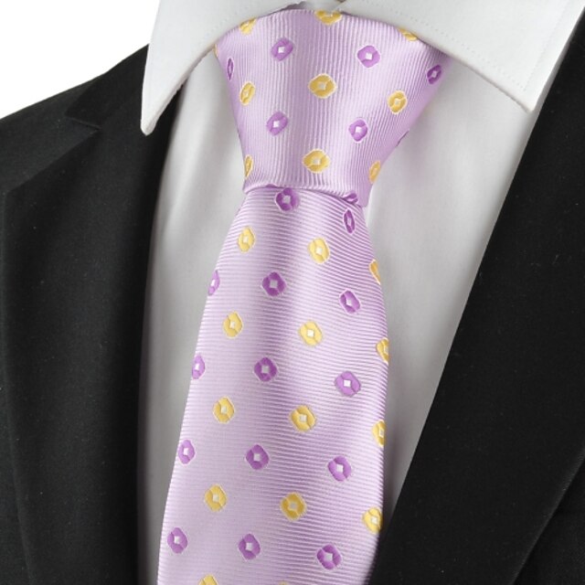  Check Pattern Purple Golden Mens Tie Formal Necktie Wedding Holiday Gift KT1041