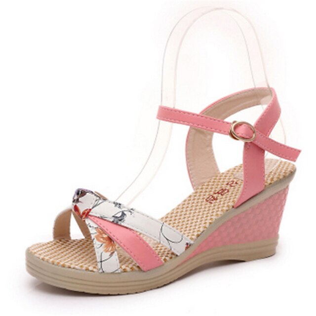  Women's Shoes Wedge Heel Open Toe Sandals Dress / Casual Blue / Pink / White