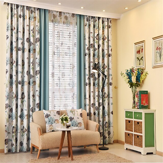  Two Panels  Joint Floral Blackout Printing Curtain