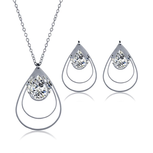  Men's Women's Jewelry Set Necklace/Earrings Stainless Steel Zircon Titanium Steel Steel Geometric Fashion Wedding Party Daily Casual