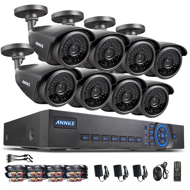  annke® 8ch ahd-l dvr ecloud hdmi 1080p / VGA / BNC-uitgang 8 stuks 900tvl cmos 42leds dag / nacht ir-cut camera IP66