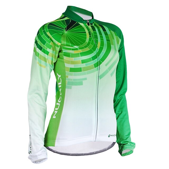  Nuckily Women's Long Sleeve Cycling Jersey Winter Polyester Green Stripes Funny Bike Jersey Top Mountain Bike MTB Road Bike Cycling Windproof Anatomic Design Ultraviolet Resistant Sports Clothing