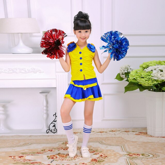  Cheerleader Costumes Children's Performance Polyester Cute Color Block 2 Pieces Outfits