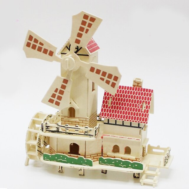  Windmill 3D Puzzle Wooden Puzzle Wooden Model Wood Kid's Adults' Toy Gift