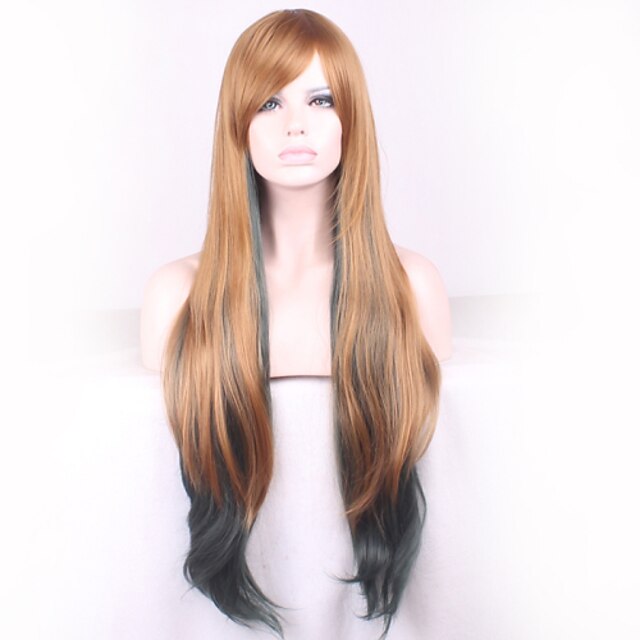  Flax Gradient Green COSPLAY Long Straight Hair Wig