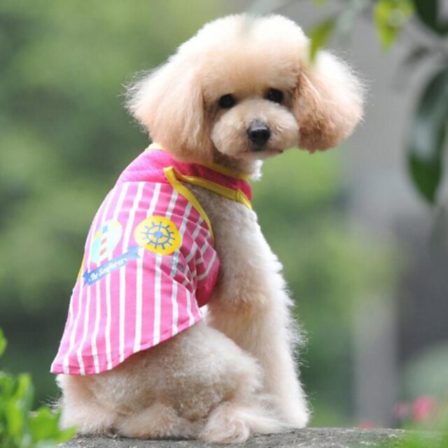  Dog Shirt / T-Shirt Stripes Fashion Dog Clothes Blue Pink Costume Cotton S M L XL XXL
