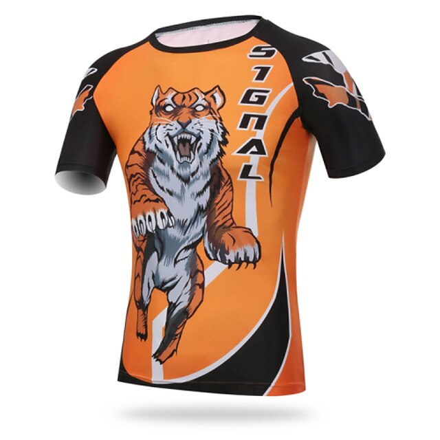  XINTOWN Męskie Krótki rękaw Koszulka rowerowa Pomarańczowy Tiger Rower T-shirt Top Kolarstwie szosowym Oddychający Szybkie wysychanie Odporność na promieniowanie UV Sport Elastyna Lycra Odzież