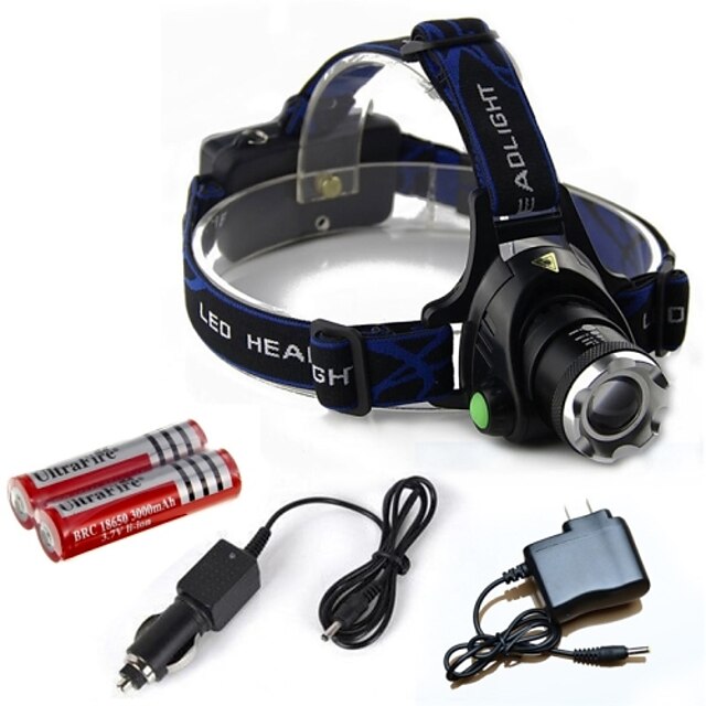  HP79 Headlamps Headlight 2000 lm LED 1 Emitters 3 Mode with Batteries and Chargers Camping / Hiking / Caving Everyday Use Police / Military / Aluminum Alloy / US Plug / IPX-4