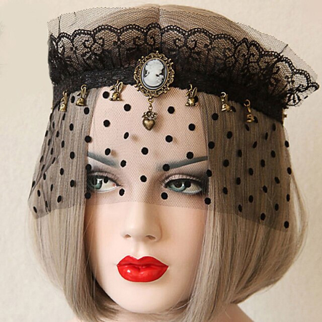  Lolita Accessoires Gothik Maske Vintage Inspirationen Schwarz Lolita Accessoires Maske Spitze Für Damen Spitze