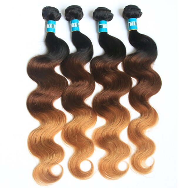  4 Bundles Brazilian Hair Body Wave Virgin Human Hair Others Ombre Human Hair Weaves Soft Human Hair Extensions / 10A