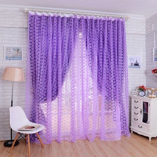  Sheer Curtains Shades Um Painel W99cm×L200cm Amarelo / Sala de Estar