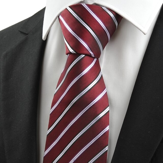  Krawat-Prążki(Czerwony,Poliester)