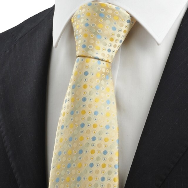  Yellow Blue Polka Dot Circle JACQUARD Men's Tie Necktie Wedding Party Gift KT0030