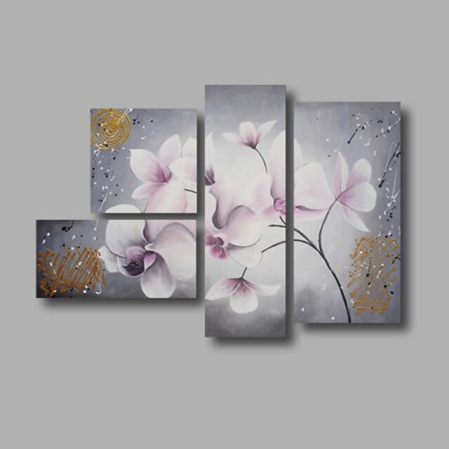  Oil Painting Hand Painted - Floral / Botanical Modern Canvas / Stretched Canvas
