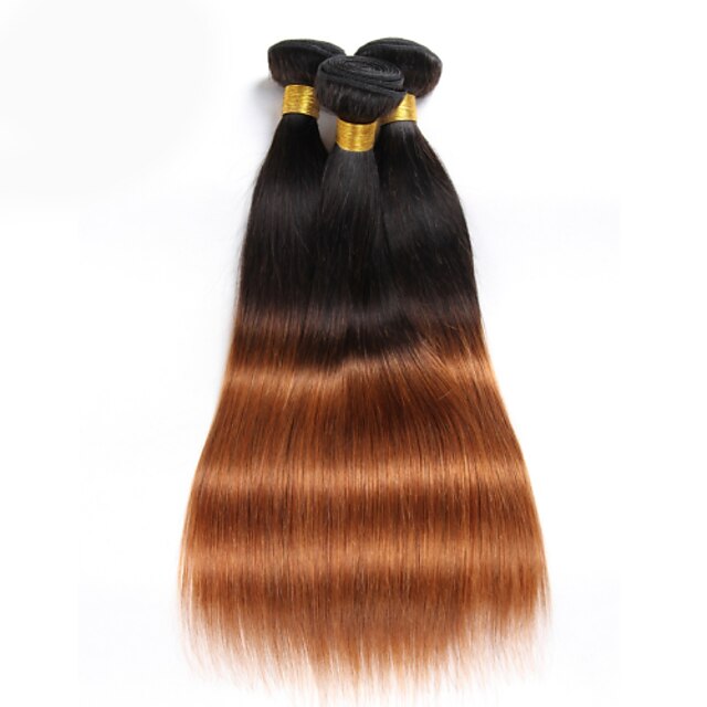  4 Bundles Peruvian Hair Straight Human Hair Natural Color Hair Weaves / Hair Bulk Human Hair Weaves Human Hair Extensions