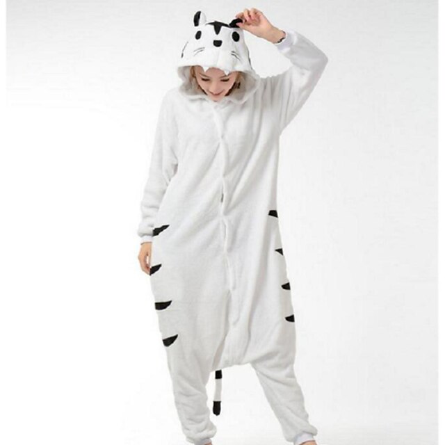  Adults' Kigurumi Kigurumi Pajamas Tiger Animal Onesie Pajamas Polar Fleece White Cosplay For Men and Women Animal Sleepwear Cartoon Festival / Holiday Costumes